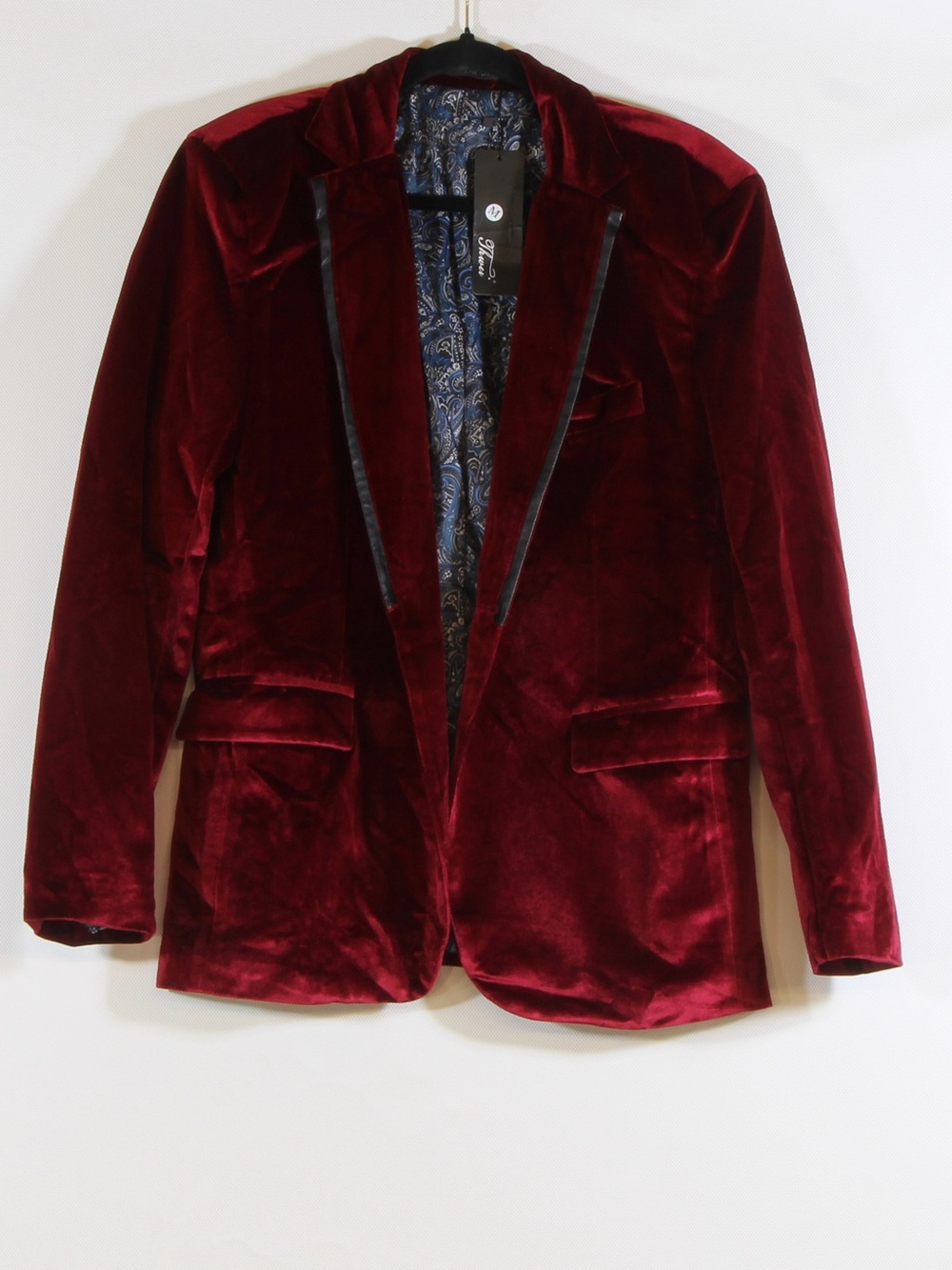 Thwei Velvet Burgundy Blazer with Paisley Lining NWT